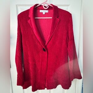 harve benard Shirt Jacket Small Crinkled Velour Red Stunning Color